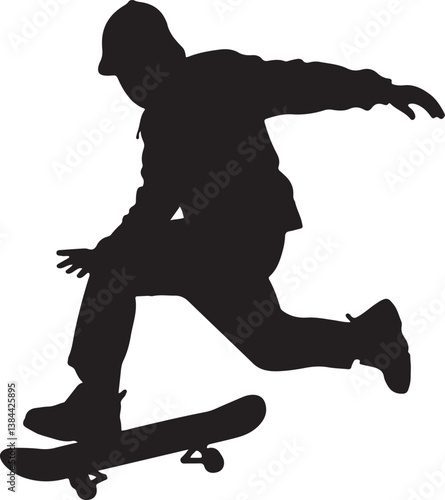 A silhouette of a skateboarder with the words skateboarding on it

