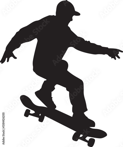 A silhouette of a skateboarder with the words skateboarding on it
