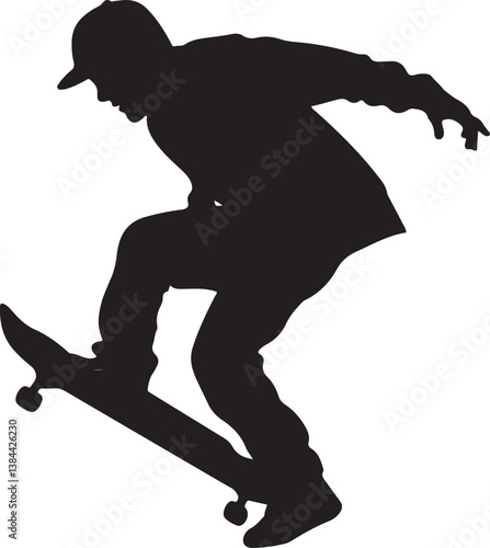 A silhouette of a skateboarder with the words skateboarding on it
