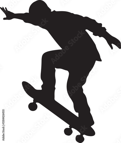 A silhouette of a skateboarder with the words skateboarding on it
