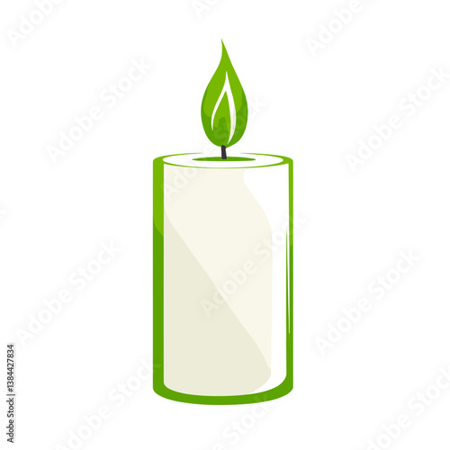 Elegant Green Candle with Leaf Design  
