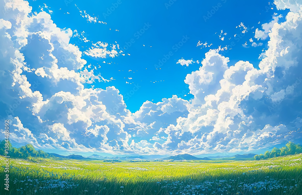 Obraz premium Heavenly Blue: A Dreamy Canvas of Clouds and Light