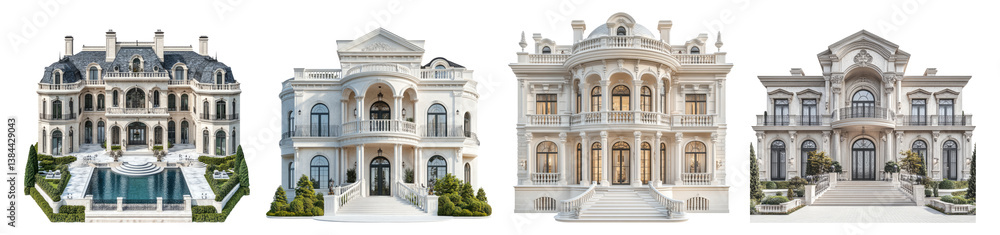 Fototapeta premium Elegant Architectural Designs of Luxury Mansions in Modern Style