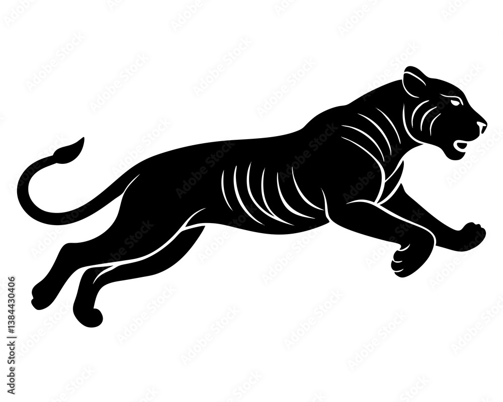 Obraz premium Tiger silhouette vector illustration