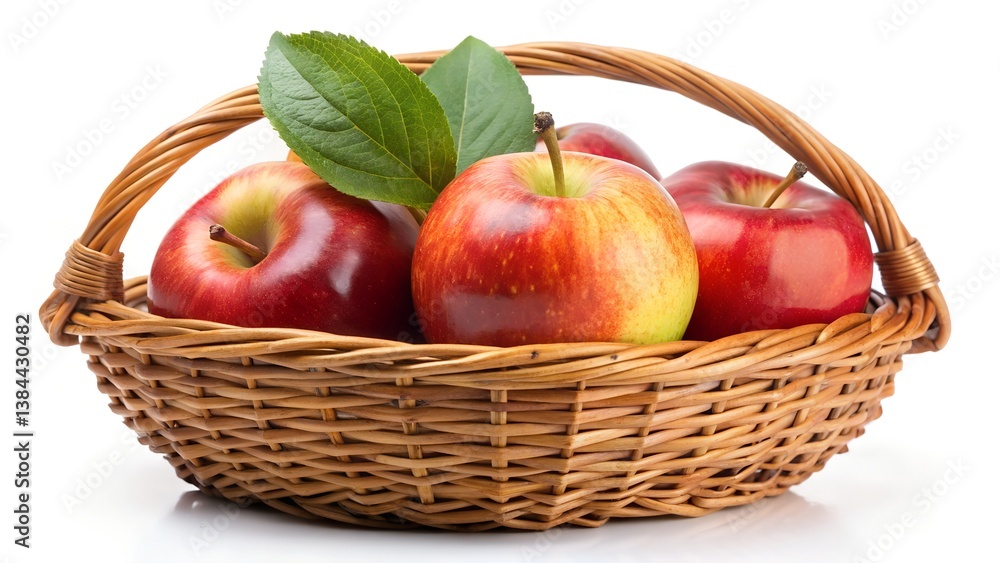 Fresh apple in the basket on white background. Fresh apple in the basket on white background.