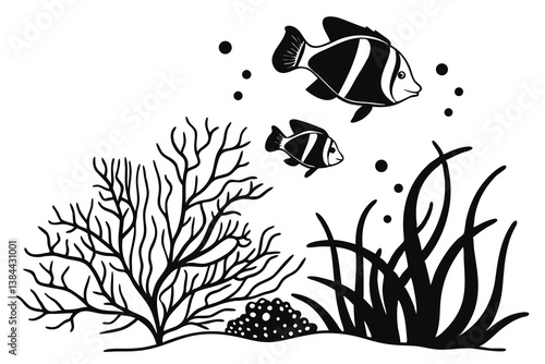 set of algae fish