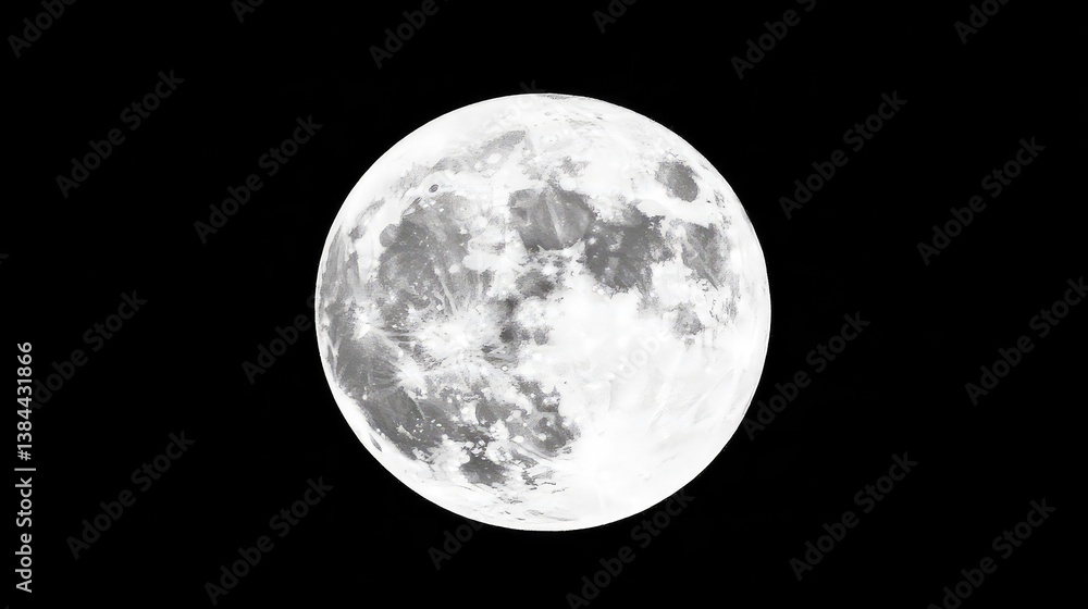 Fototapeta premium Full moon glowing brightly in dark night sky