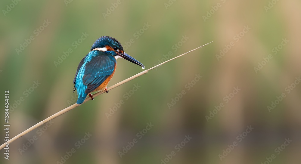Colorful Kingfisher Perched on Reed, Close-up Wildlife Photography Colorful Kingfisher Perched on Reed, Close-up Wildlife Photography