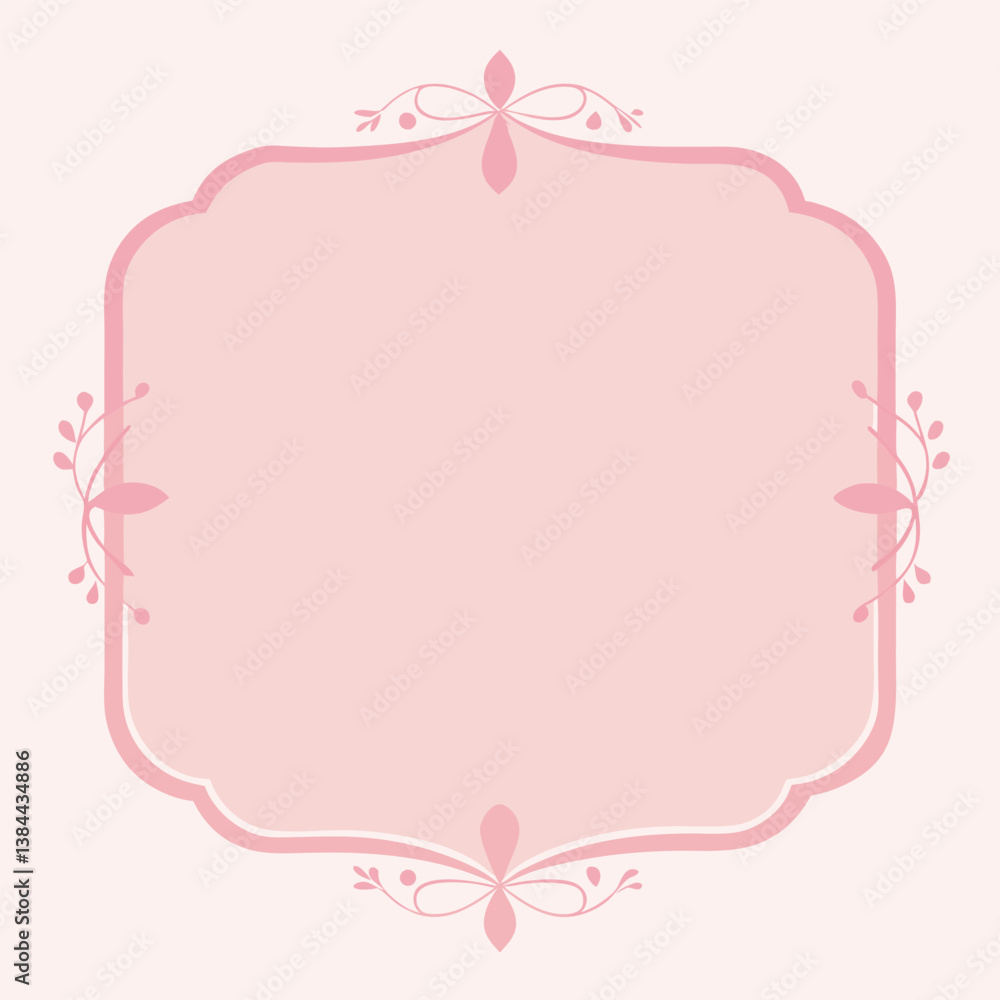 A pink floral frame with heart patterns and ribbon accents, a vintage love card design. A pink floral frame with heart patterns and ribbon accents, a vintage love card design.