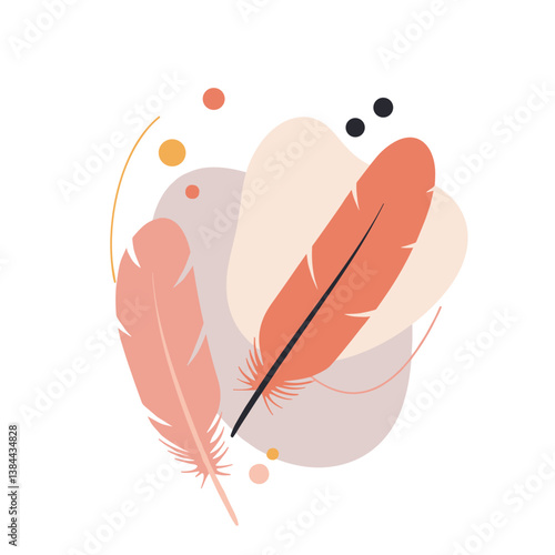 Abstract feather design in warm tones with soft shapes  