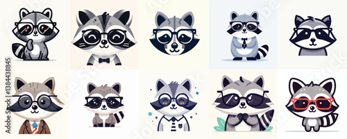 skunk vector wearing glasses
