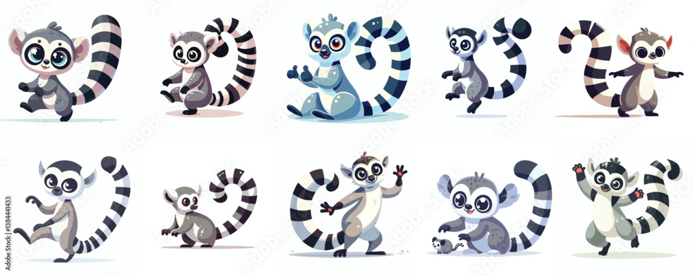 Fototapeta premium lemur vector with curled tail