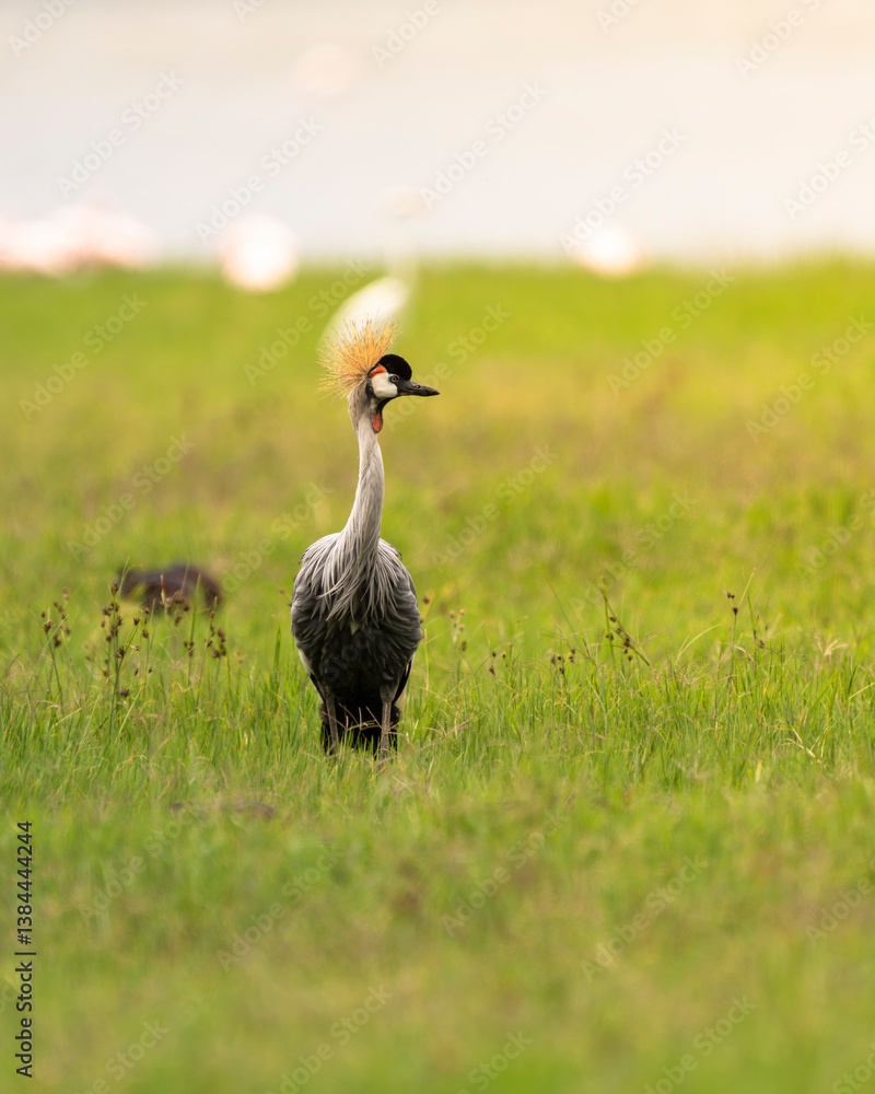 Fototapeta premium grey crowned crane in the savannah