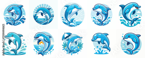 vector of a jumping dolphin