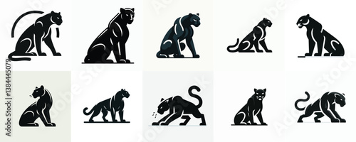 vector of a black panther in a crouching position