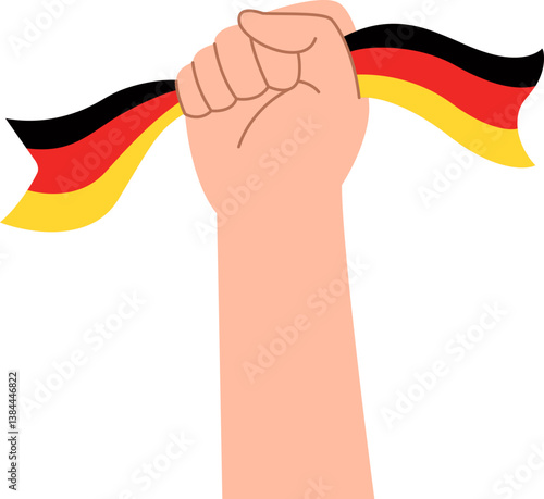 A woman's hand is holding the German flag