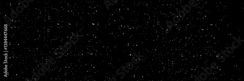 Snow, stars, fairy twinkling lights, rain drops on black background. Abstract vector noise. Small particles of debris and dust. Distressed uneven grunge texture overlay.