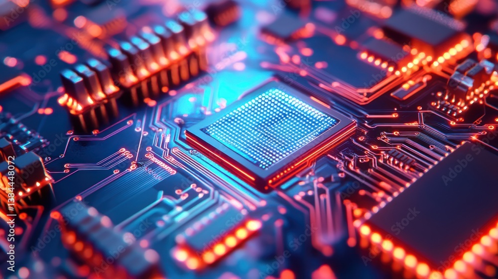 Close-up Computer Circuit Board with Processor Close-up Computer Circuit Board with Processor