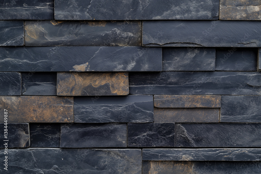 Dark Slate Stone Wall Texture Background, Rustic Design, Architectural Material