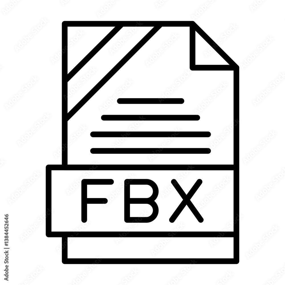 FBX File Format Outline Style Icon FBX File Format Outline Style Icon