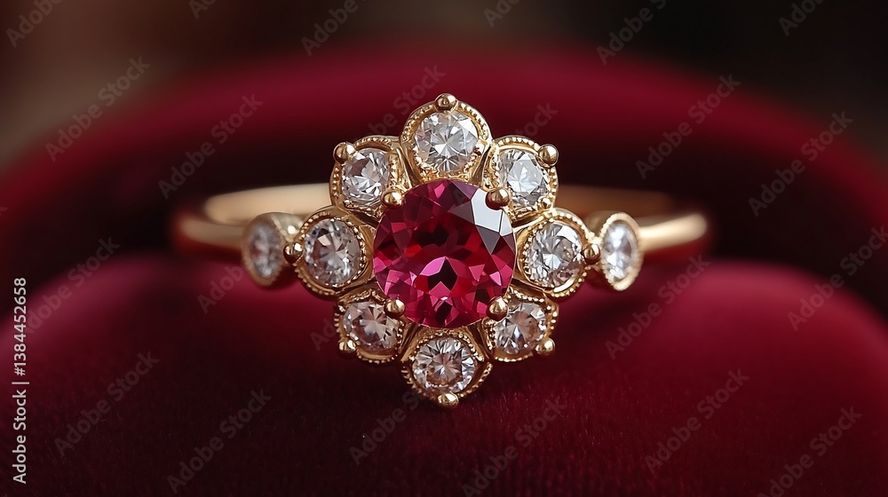 Fototapeta premium Luxurious Ruby Diamond Ring.