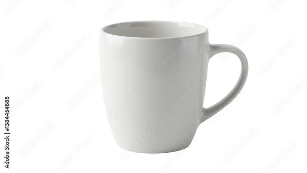 Elegant white ceramic mug on a black background.  Perfect for hot beverages, featuring a classic design. Ideal for everyday use.