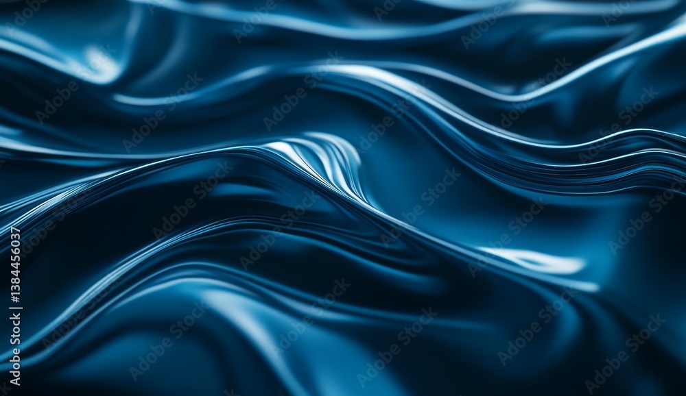 Fluid, dark blue, abstract, dynamic folds Fluid, dark blue, abstract, dynamic folds