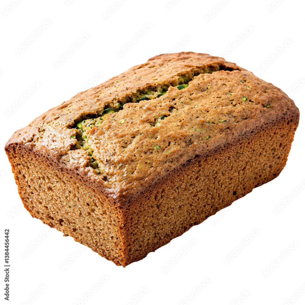 A Moist Zucchini Bread Loaf with Visible Flecks of Z Isolated on Transparent Background A Moist Zucchini Bread Loaf with Visible Flecks of Z Isolated on Transparent Background