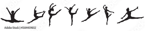 silhouette of gymnast girls collection