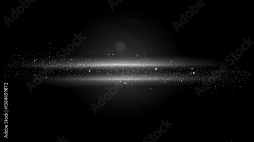 A black and white photo of a long, thin line of light with many small dots