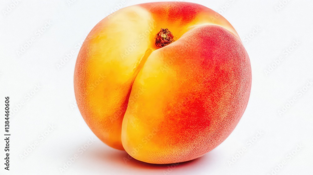ripe peach with vibrant orange and red hues