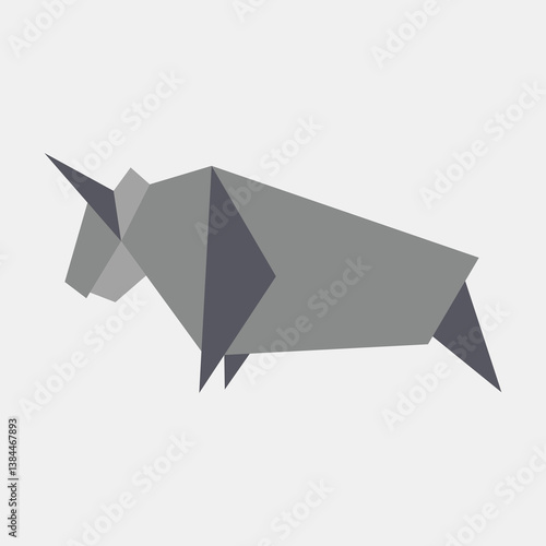 Icon ox origami. Chinese Zodiac elements. Icons in flat style. Good for prints, posters, logo, advertisement, decoration,infographics, etc.