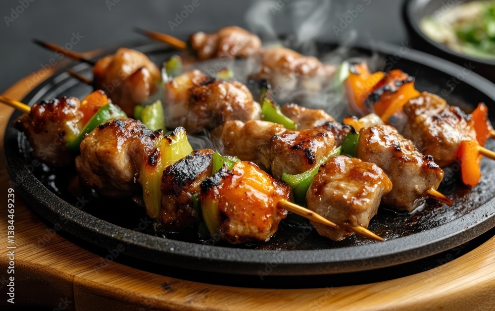 Sizzling Grilled Meat and Pepper Skewers Sizzling Grilled Meat and Pepper Skewers