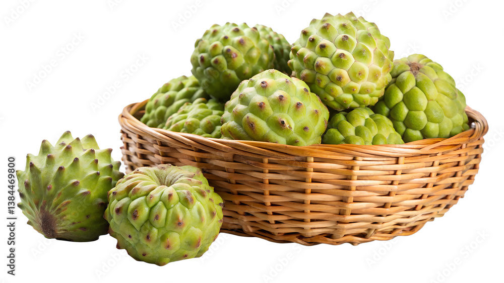 Fresh Atemoya basket isolated on white background Fresh Atemoya basket isolated on white background