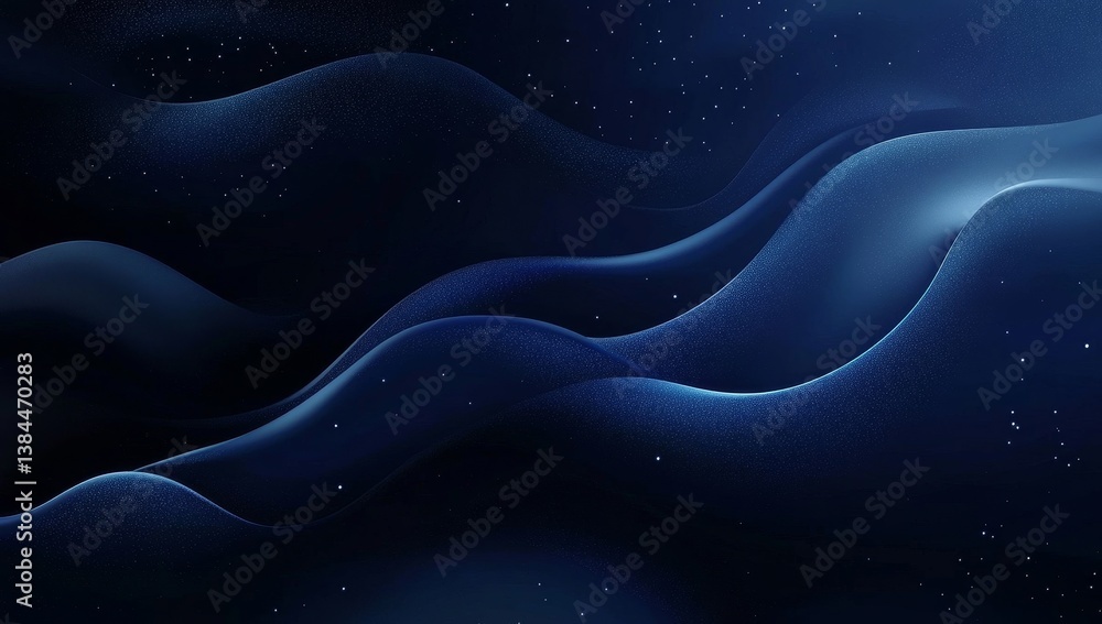 Obraz premium Deep blue, wavy abstract design with subtle highlights