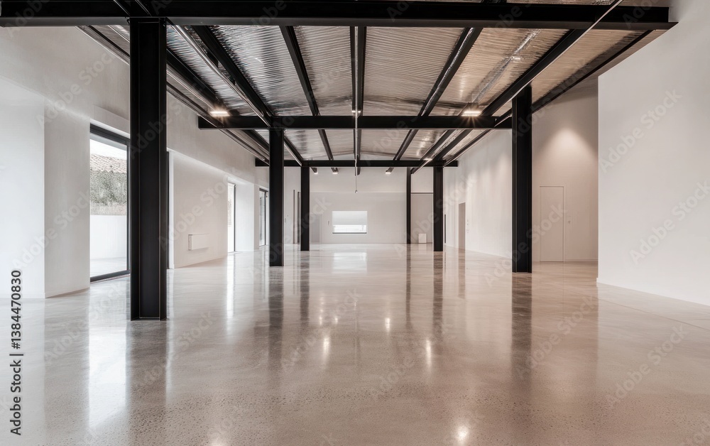 Modern Open Plan Interior with Polished Concrete Modern Open Plan Interior with Polished Concrete