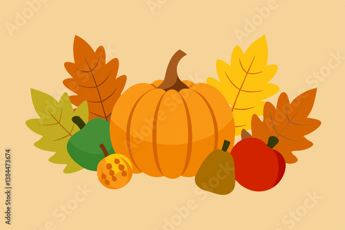 pumpkin and autumn leaves