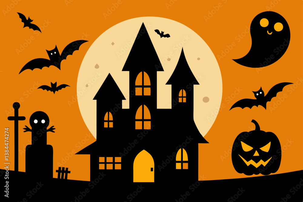 Halloween background with haunted house Halloween background with haunted house