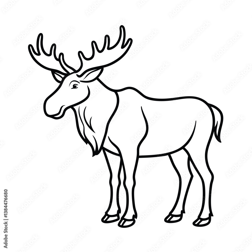Wild animal deer outline vector illustration with antlers Wild animal deer outline vector illustration with antlers