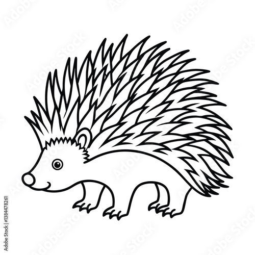 Cute shaggy hedgehog mammal isolated on white
