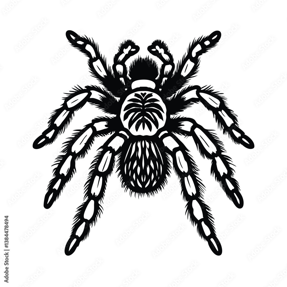 Black vector illustration of a scary spider with flower, a creepy arachnid design Black vector illustration of a scary spider with flower, a creepy arachnid design