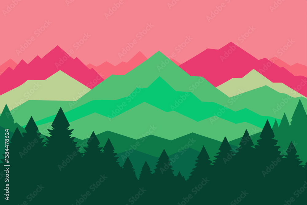 Naklejka premium mountain landscape with trees