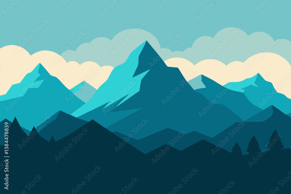 Naklejka premium mountain landscape vector illustration