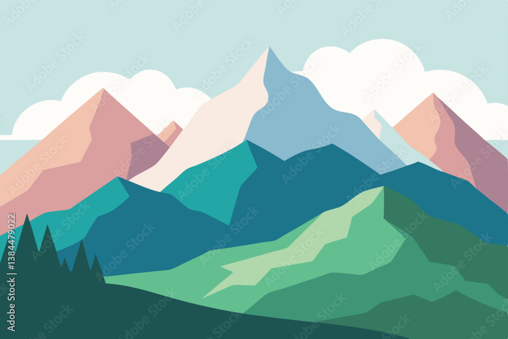 Naklejka premium mountain landscape vector illustration