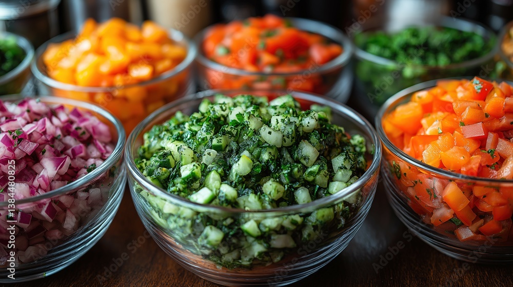Fresh vegetable salad ingredients in a bowl, vibrant and neatly arranged. Healthy eating with natural ingredients. Fresh vegetable salad ingredients in a bowl, vibrant and neatly arranged. Healthy eating with natural ingredients.