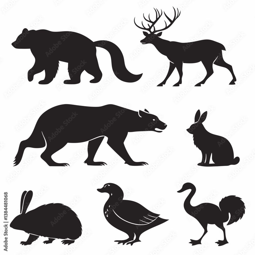 Fototapeta premium set of animals silhouettes