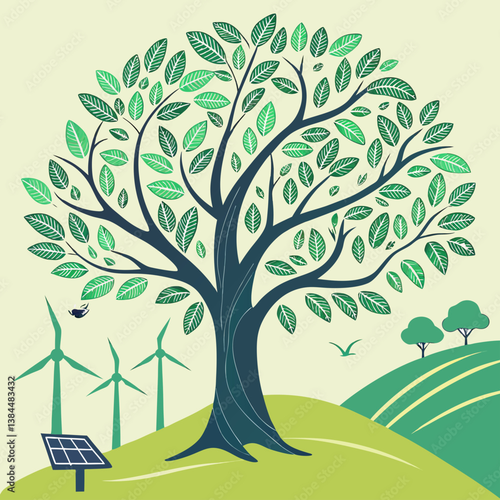 Obraz premium vector illustration of a tree