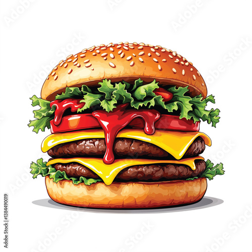 Cute Cartoon burger Vector Illustration isolated