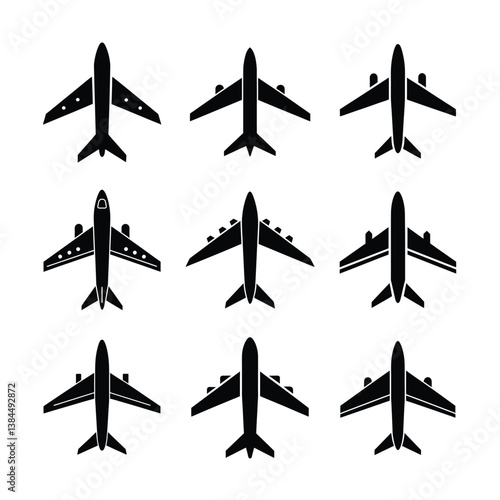set of airplanes vector illustration