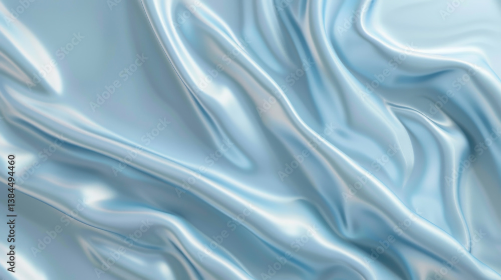 Smooth baby blue fabric with elegant folds and soft sheen creates calming and serene atmosphere Smooth baby blue fabric with elegant folds and soft sheen creates calming and serene atmosphere